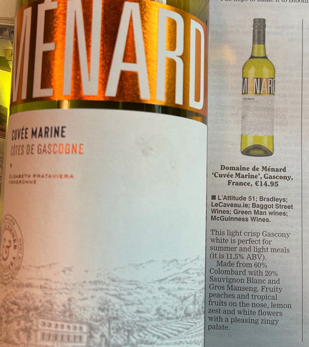 As recommended by @LesliesWineFood Domaine de Ménard is one of the best value wines on our shelves and comes into its own when the☀️ out! bradleysofflicence.ie/menard-cuvee-m…