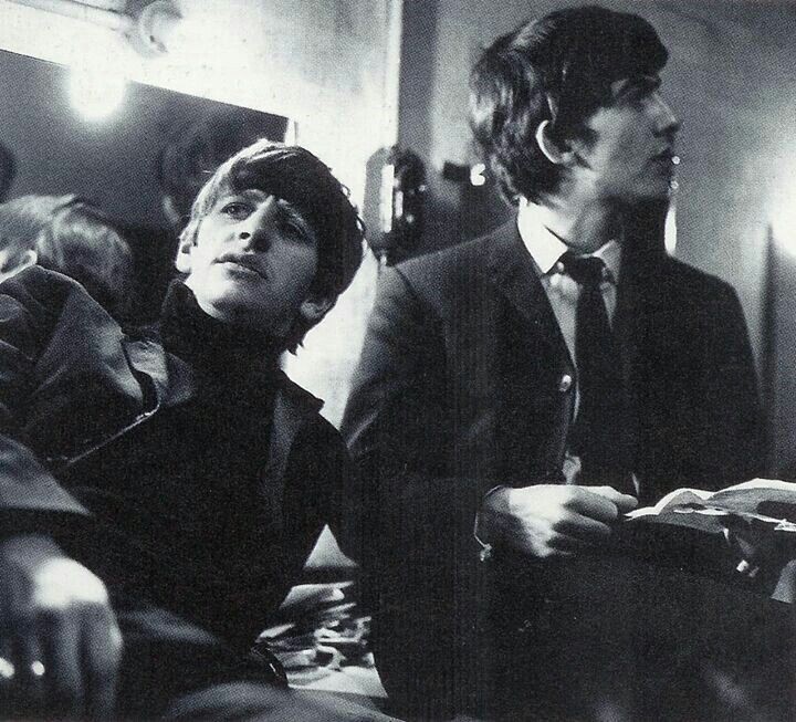 Ringo and George in backstage, 1963 #TheBeatles