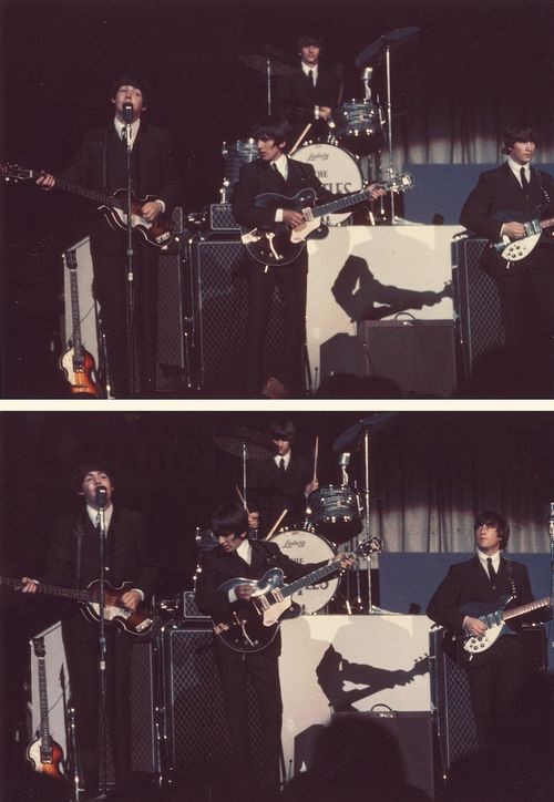 #TheBeatles performing on stage in 1964