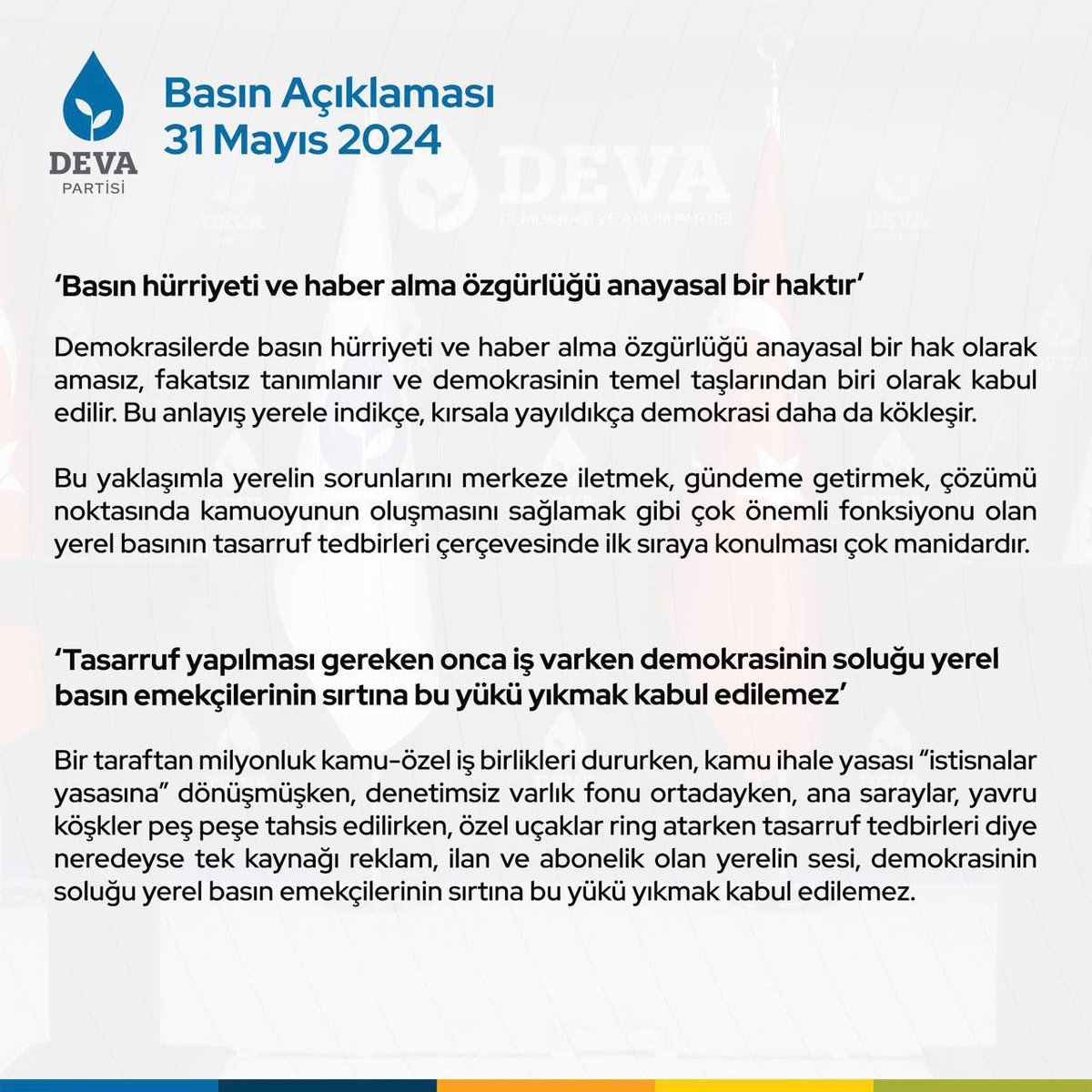 devapartisi's tweet photo. Cem Avşar: “Basın hürriyeti ve haber alma özgürlüğü anayasal bir haktır.” https://t.co/JqGkckCFOR