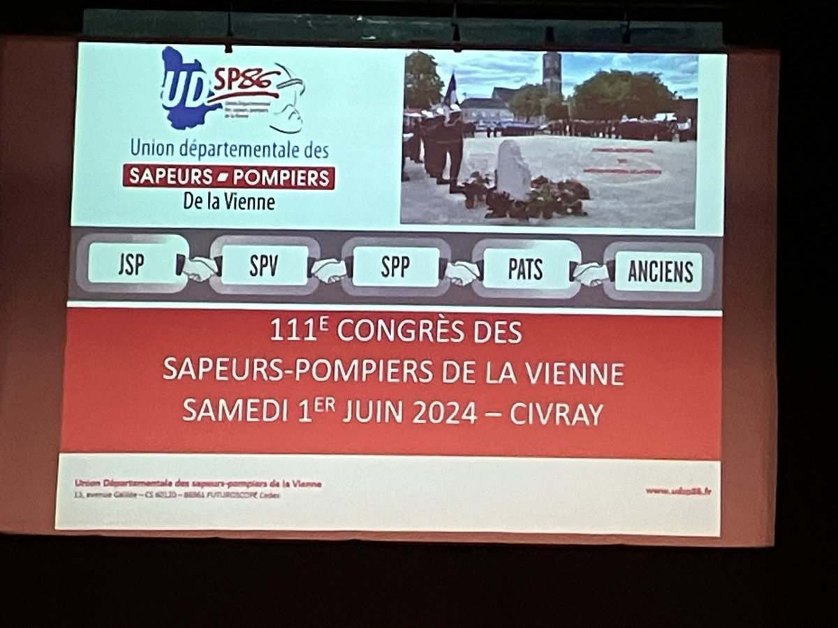 Ouverture du congrès départemental des #sapeurs #pompiers de la Vienne <a href="/departement86/">Département de la Vienne</a> à #Civray 

<a href="/sdis86/">@sdis86</a> <a href="/PompiersFR/">Pompiers de France</a>