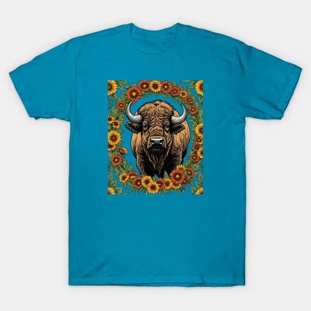 #Oklahoman Buffalo Surrounded By Gaillardia pulchella - #Oklahoma #Gifts #tshirt #teepublic #taiche #buffalo #buffalony #buffalobills #billsmafia #buffalove #bison #wildlife #wildlifeart #nature #roadtrip #tulsaoklahoma #myoklahoma teepublic.com/t-shirt/610588…