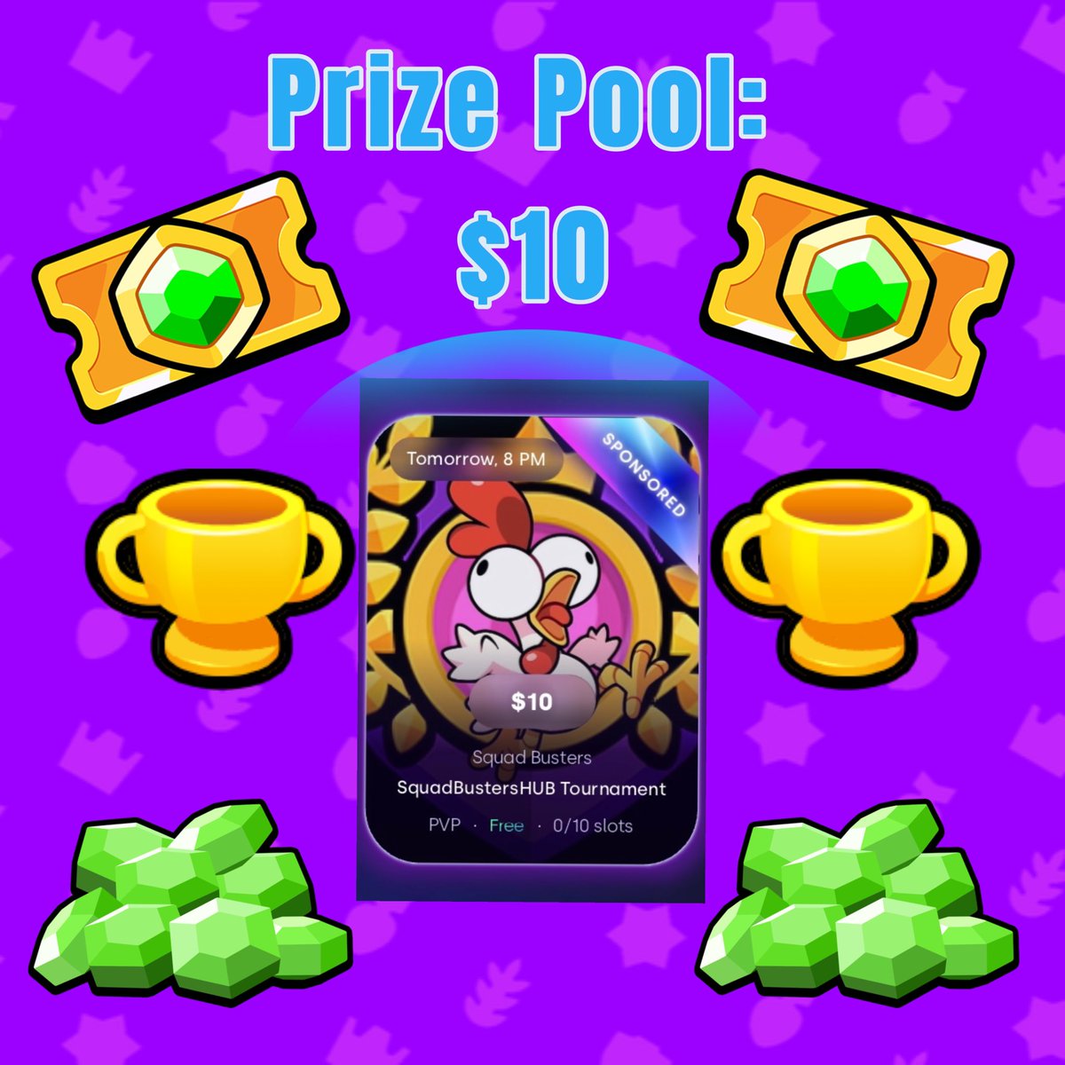 🎉I'm happy to announce that I'm hosting my first ever Squad Busters tournament with a prize pool!🎉

🌟Because it’s not easy to organize a tournament with a lot of people, you can’t do a 1v1, you can’t make a simple bracket,… that’s why I’m going to start with a small