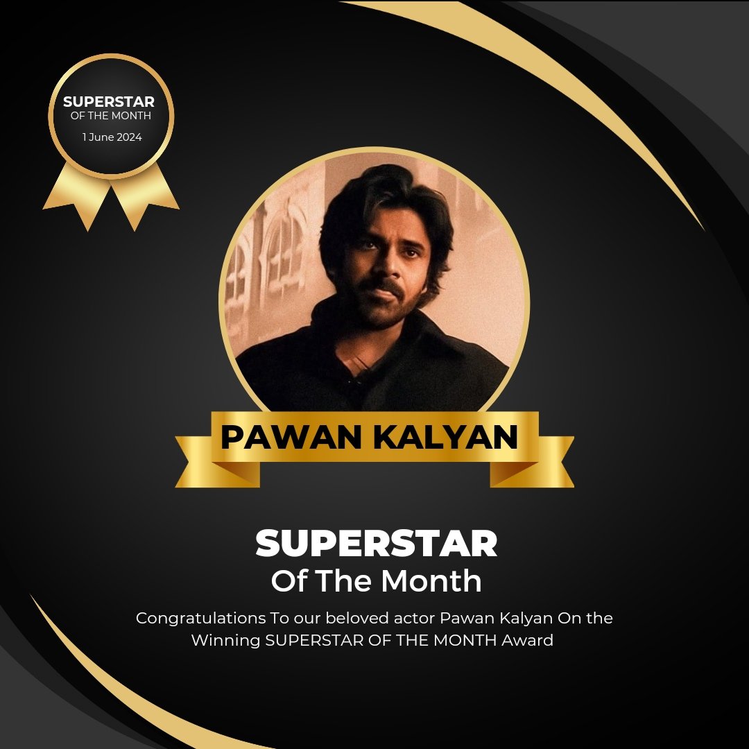 AndhraTalkie's tweet image. TOI"S SUPERSTAR OF THE MONTH - (May 2024) - #PawanKalyan 🏆
Congratulations 🎉🎉🎉
