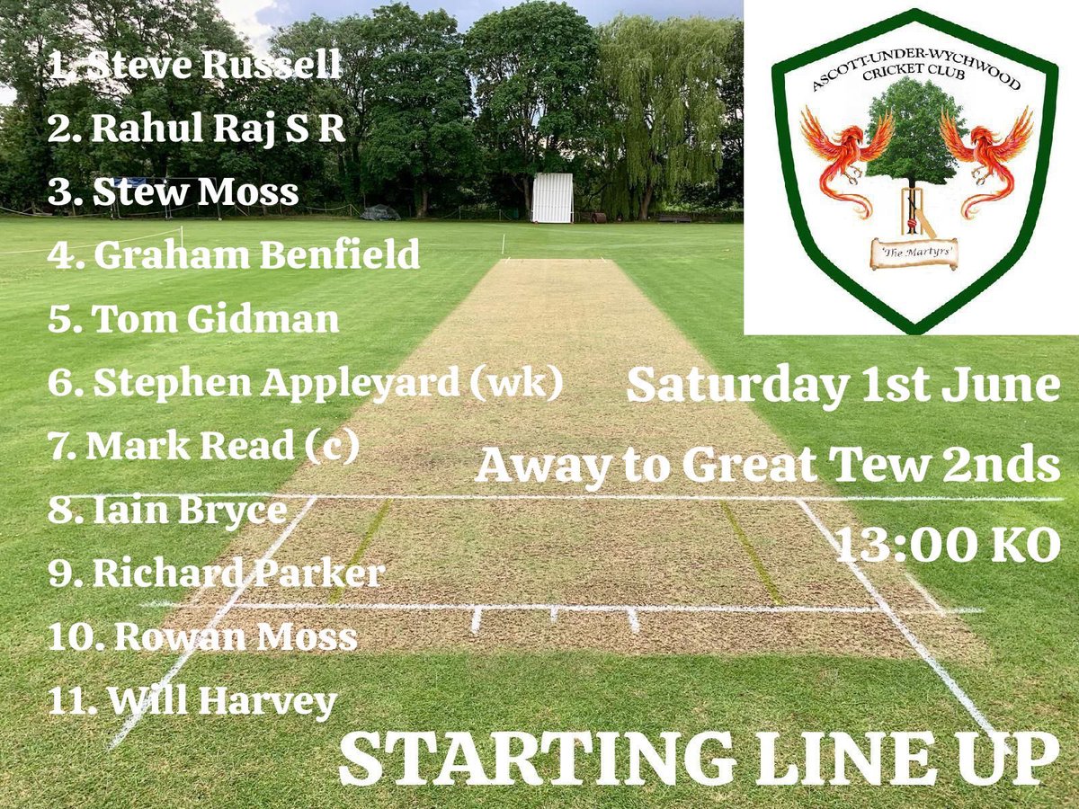 Today we visit <a href="/TewCricket/">Great & Little Tew C.C</a> 2nd XI for match 4 in <a href="/Cherwellcricket/">Cherwell Cricket League</a> Division 7B.
Four changes to the <a href="/AUWCricketClub/">Ascott-U-Wychwood Cricket Club</a> XI including a league debut for Iain Bryce 🌳👏
Thank you to our match ball sponsor for this one:
equusclaimsmanagement.co.uk