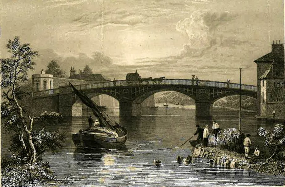 Today marks 200 years since the current #WindsorBridge opened (known officially as Windsor Town Bridge). It replaced a series of wooden bridges that had connected communities in Windsor &amp; Eton for centuries.
 
Photo = Engraving by James Carter of the newly built Windsor Bridge.