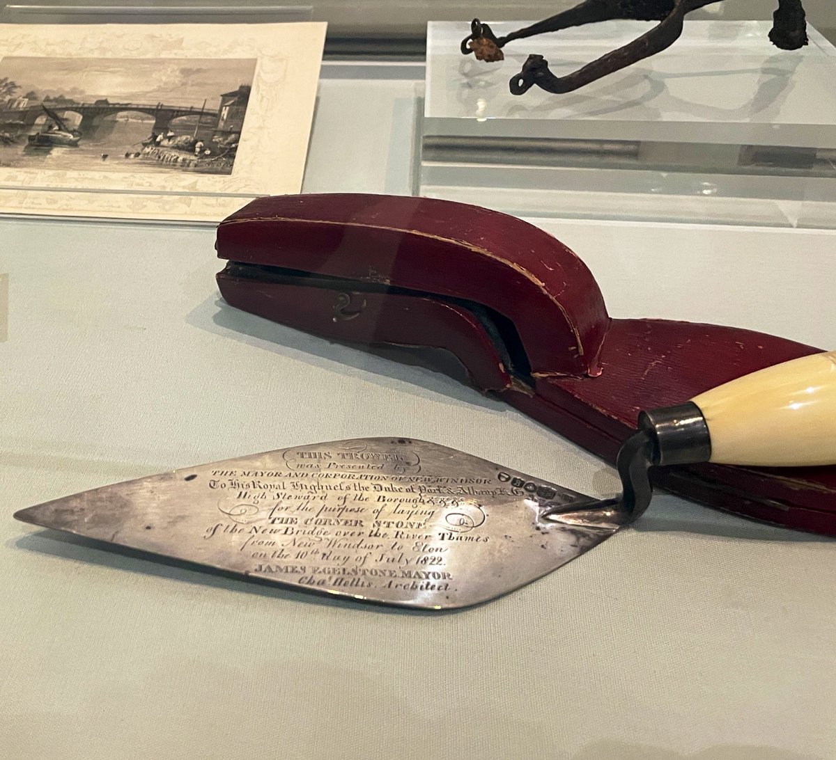 The foundation stone for the bridge was laid in July 1822 by Prince Frederick, Duke of York and Albany (brother of George IV). We currently have on display the ceremonial trowel used. It’s part of our exhibition celebrating Windsor Bridge. Visit us to learn more!