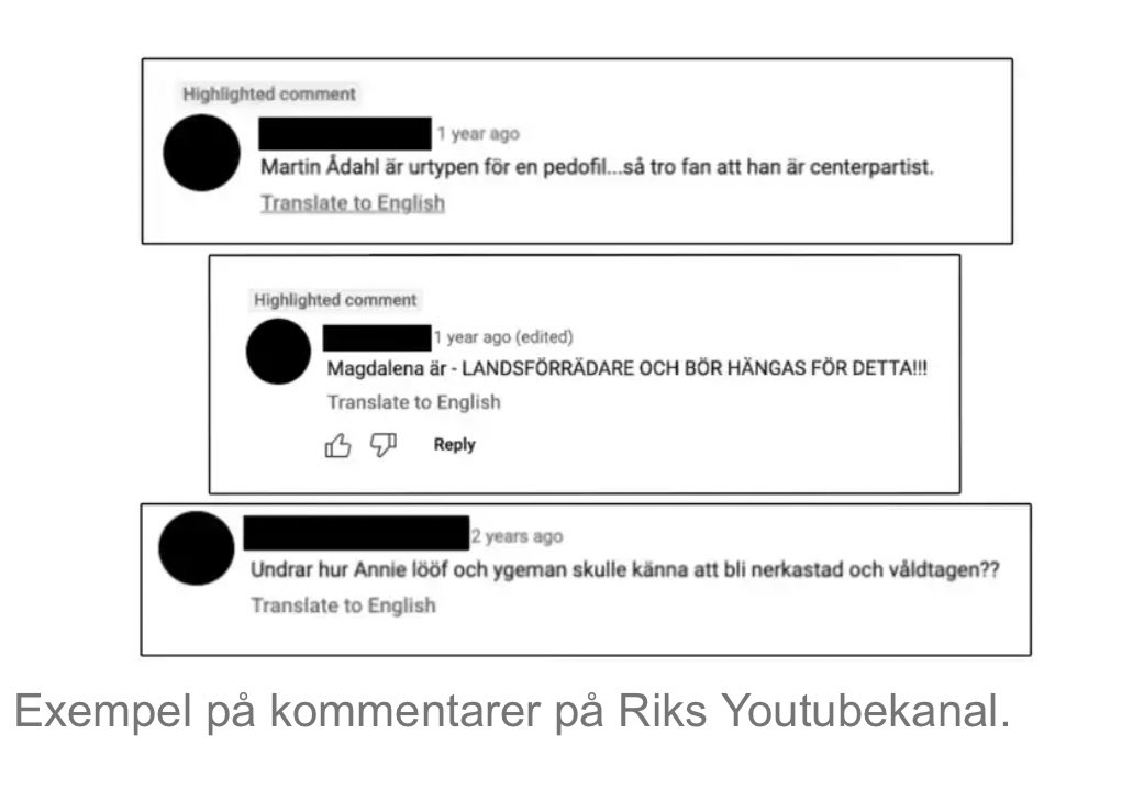 SD:s toppkandidat Dick Erixon lät hot och förtal spridas när han var ansvarig för SD:s tv-kanal Riks. På Youtubesidan ligger fortfarande kommentarer om att namngivna politiker ska hängas, skjutas, dödas

expressen.se/debatt/sds-ove…