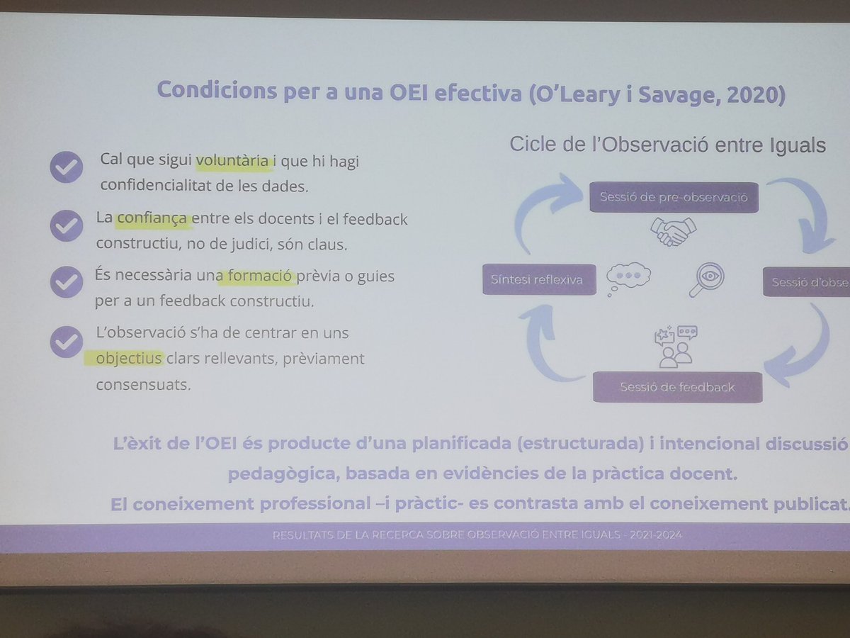 MMonguillot's tweet photo. 📌 Condicions per a una OEI efectiva (O'Leary i Savage, 2020)
▪️Que sigui voluntària
▪️Confiança entre docents 
▪️Guies per a un feedback constructiu
▪️Objectius clars i prèviament consensuats 
@davidduran_cat @xarxaCb https://t.co/9lIwq7Aka5