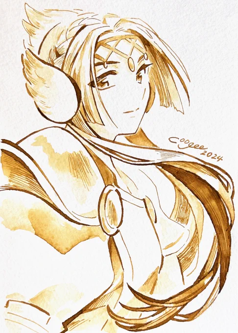 万年筆インクで式姫の戦乙女を描きました 