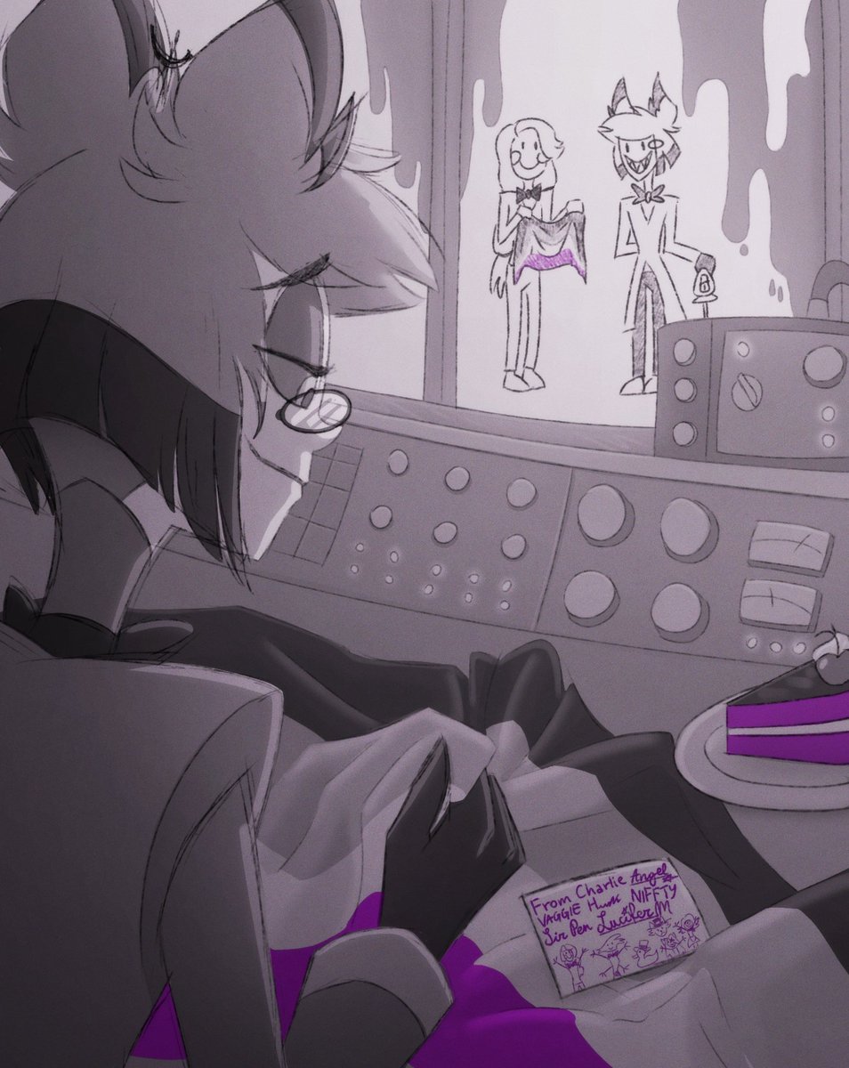 HivieX's tweet photo. "Show your Colors," a little illustration I did to celebrate a very meaningful character to me 🖤🩶🤍💜
Happy pride month everyone! 🌈

+bonus and details in 🧵
#HazbinHotelAlastor #Alastor #HazbinHotelFanart #PrideMonth #PrideMonth2024 https://t.co/J38wPXWMNu