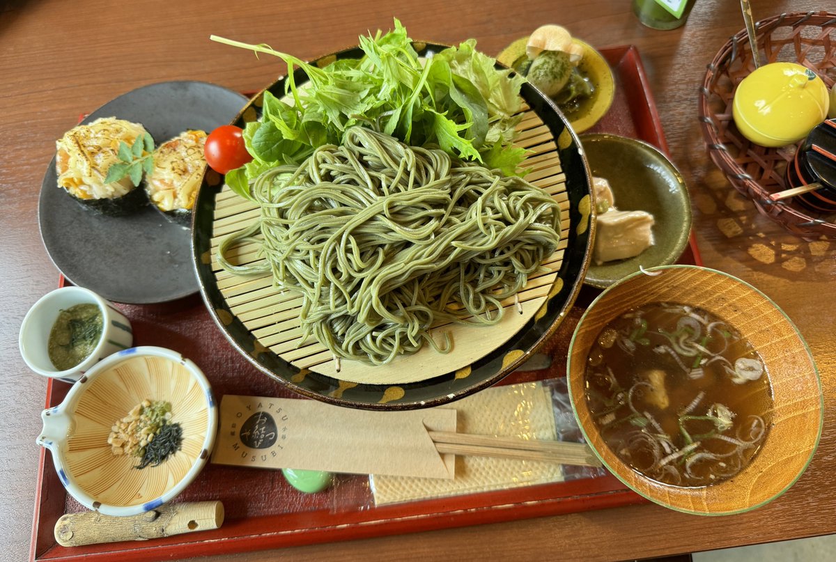 Israel_Mendon's tweet photo. 茶蕎麦セット、ヘルシー🍵 #GreenTeaLab #益城町 https://t.co/hrh7C0DRYW