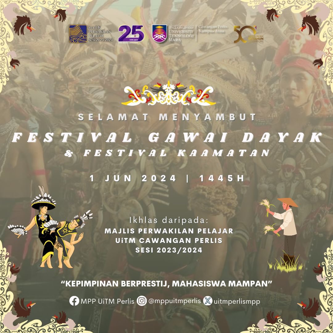 uitmperlismpp's tweet image. SABTU | 1 JUN 2024

SELAMAT MENYAMBUT HARI GAWAI DAN PESTA KAAMATAN