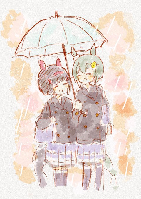 「holding umbrella rain」 illustration images(Latest)