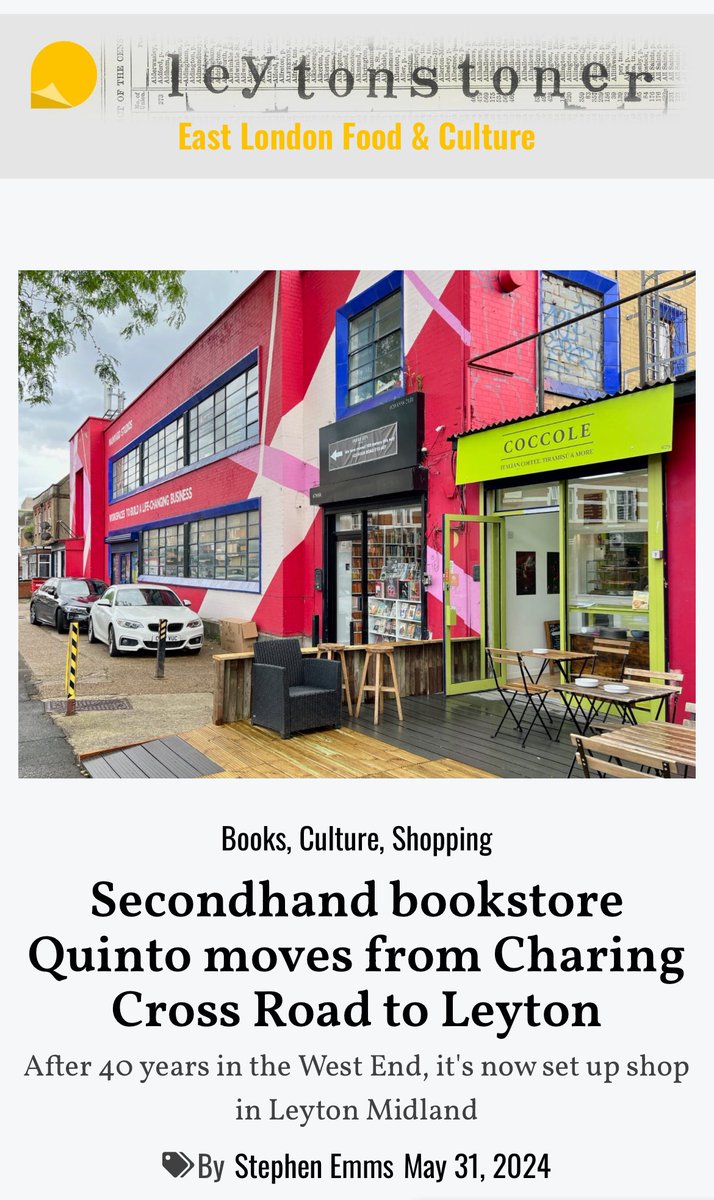 We love this 📚 <a href="/QuintoBookshop/">Quinto Bookshop</a> 

leytonstoner.london/2024/05/31/sec…