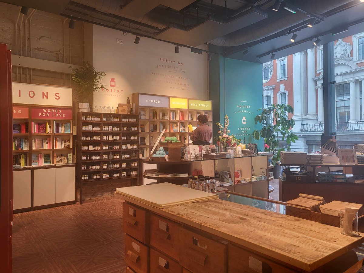 emergencypoet's tweet photo. And we're open!
#PoetryPharmacyOxfordSt 
10am to 9pm Monday to Saturday 
And 12 to 6pm on Sunday
Come and see us for a warm welcome, books, poetic medication, cakes and coffee!
 #PoetryPharmacyOxfordSt  #poetrypharmacy  #literarylondon #oxfordstreet https://t.co/9wcZP0vAxy