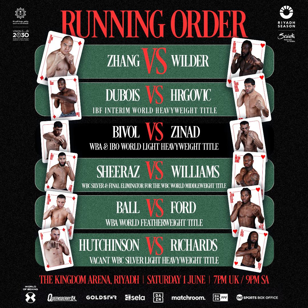 MatchroomBoxing's tweet photo. Tonight's line-up 📜 @Queensberry 

#5vs5 #QueensberryVsMatchroom #RiyadhSeason https://t.co/VQXJu86cQq