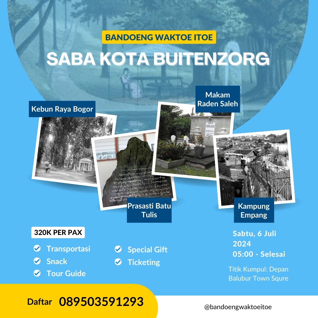 bwi_22's tweet photo. Halo! BWI akan saba kota, kali ini kita akan ke Buitenzorg Menjelajahi jejak sejarah yang ada disana. Mulai dari Kebun Raya Bogor, prasasti Batu Tulis, Makam Raden Saleh, dan kawasan Empang Bogor. https://t.co/1PorYoLuja