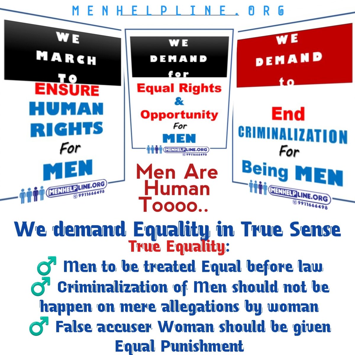 Our demand to ensure #HumanRights for Men and Boys. We demand for Equality in true sense. #menarehumantoo #menhelpline #mensrights #mentoo #ExitPoll मंडी लोकसभा #electionResult2024 @AmitShahOffice @narendramodi @RahulGandhi @BJP4India @INCIndia