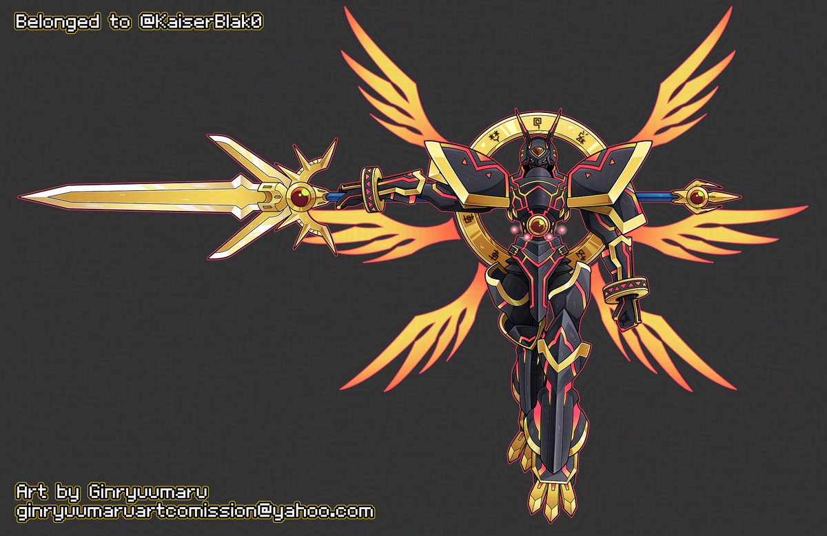 Ginryuumaru's tweet photo. [ Designing C0mms ] for @KaiserBlak0 

This is Alphamon Grailmode, some kind of mode change for Alphamon.

#Digimon #デジモン #Alphamon #アルファモン #Digifake #Fakemon #Digifakes #Fakemon #digimon_oc #digimonoc #digimonocs #DigimonFanmade https://t.co/cKzIACidaq