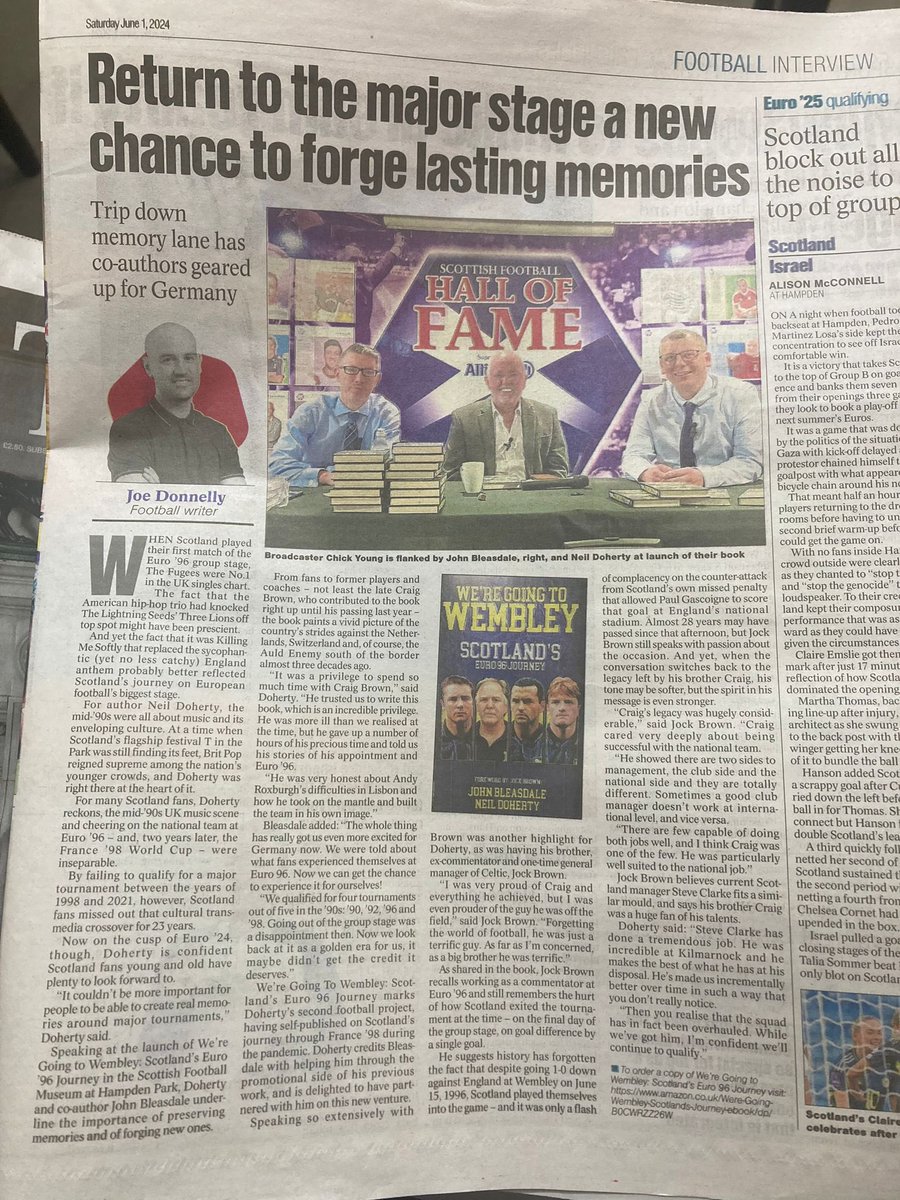 Some fantastic coverage in @heraldscotland by @deaco2000 on the book launch. Thanks Joe, @neildoherty1873 & I are delighted with this, and thanks @jonnyrmcfarlane for sending Joe to the event 😀🏴󠁧󠁢󠁳󠁣󠁴󠁿 #WeAreGoingToWembley @PitchPublishing