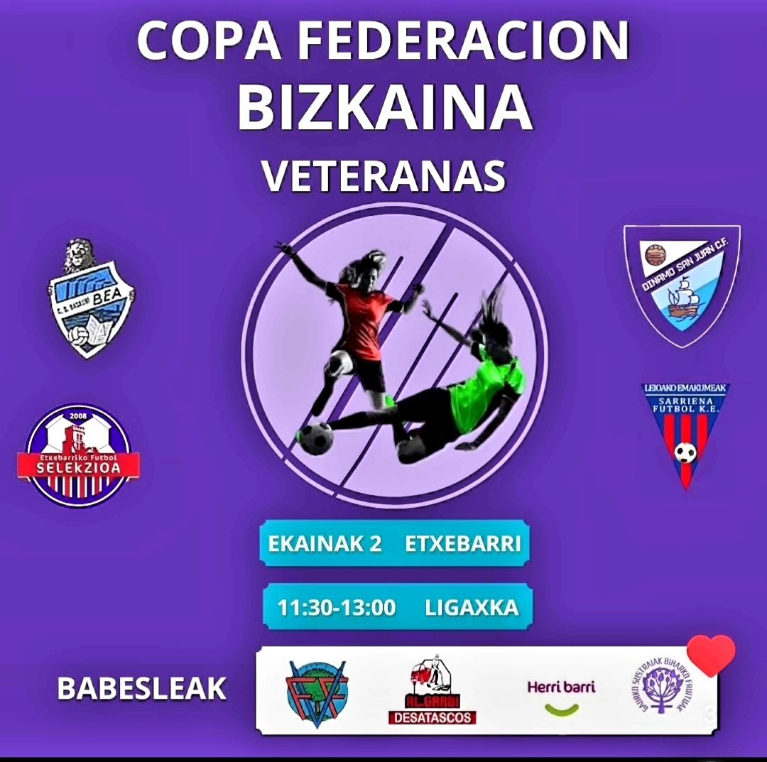 fvf_bff's tweet photo. Mañana domingo día 2 se jugará en el campo de Soloarte de Basauri la Copa Federación Bizkaina de Veteranos mientras que en el campo municipal de Etxebarri se disputará la de Veteranas. Una buena manera de cerrar la competición. Toca disfrutar con deportividad. https://t.co/Yz0TYihkLV