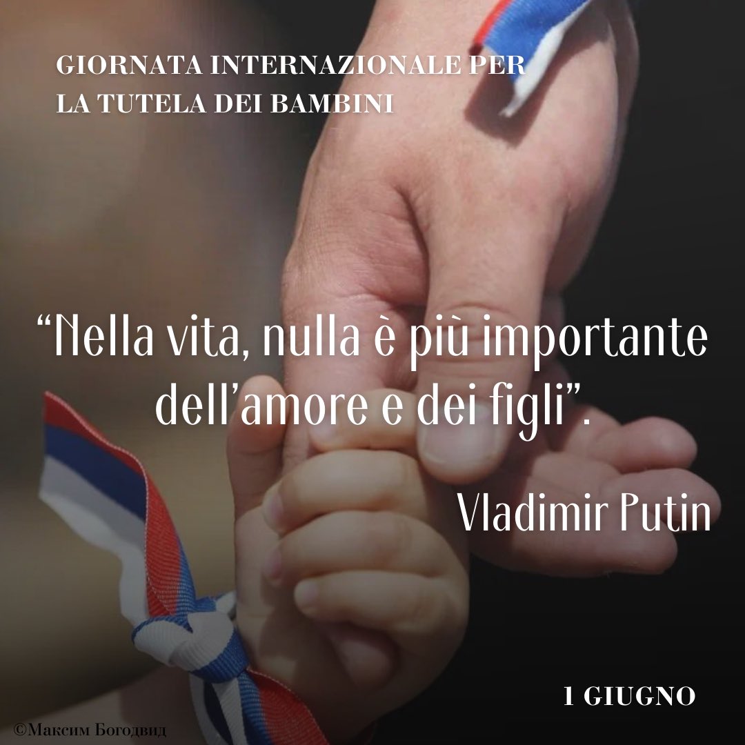 👦👧Oggi si celebra la Giornata internazionale per la tutela dei bambini. 🇷🇺In #Russia viene attribuita un’importanza prioritaria alle questioni che riguardano la tutela e l’educazione dei bambini, così come alla promozione dei valori familiari. 🔗 facebook.com/share/p/Y9mqNW…