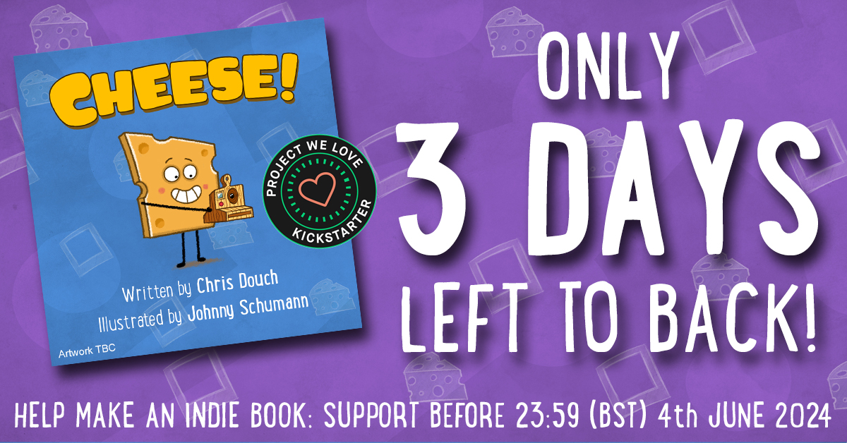 There's ONLY 3 DAYS left to back CHEESE! on Kickstarter. 

CHEESE! is an independent picture book, written by me and illustrated by <a href="/JohnnySchumann/">Johnny Schumann</a>. It's a story about friendship, perfectionism, and cheese!

I'm trying to cover the costs to create, publish, and market a kids book
