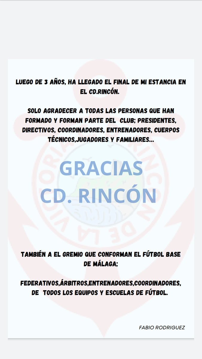 RodriguezFabio9's tweet photo. Gracias CD. Rincón https://t.co/NBdBBLNHYU