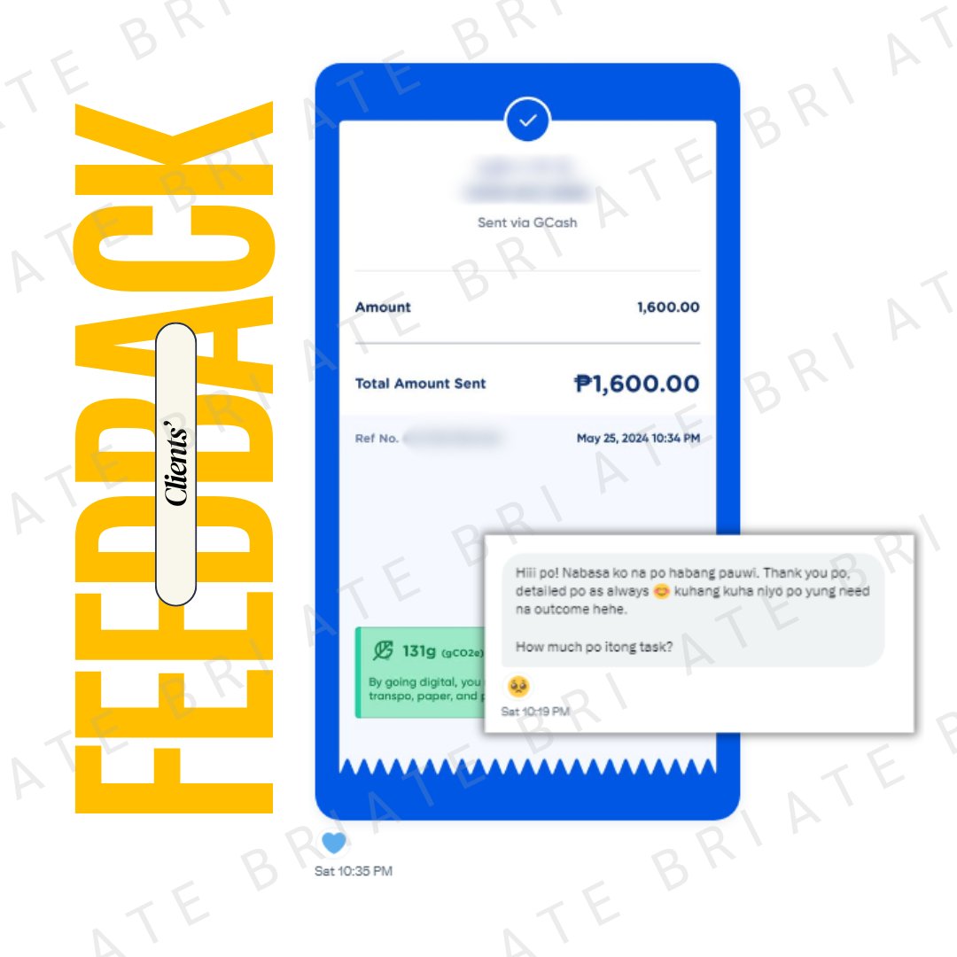 #32 ➜ ┊: #ResiboKayAteBri ᵎ ✰

⋆｡°✩ Tasks Accomplished: Numerous Parts of Strama Paper

"Hiii po! Nabasa ko na po habang pauwi. Thank you po, detailed po as always 😊 kuhang kuha niyo po yung need na outcome hehe."

From solid client! 💪