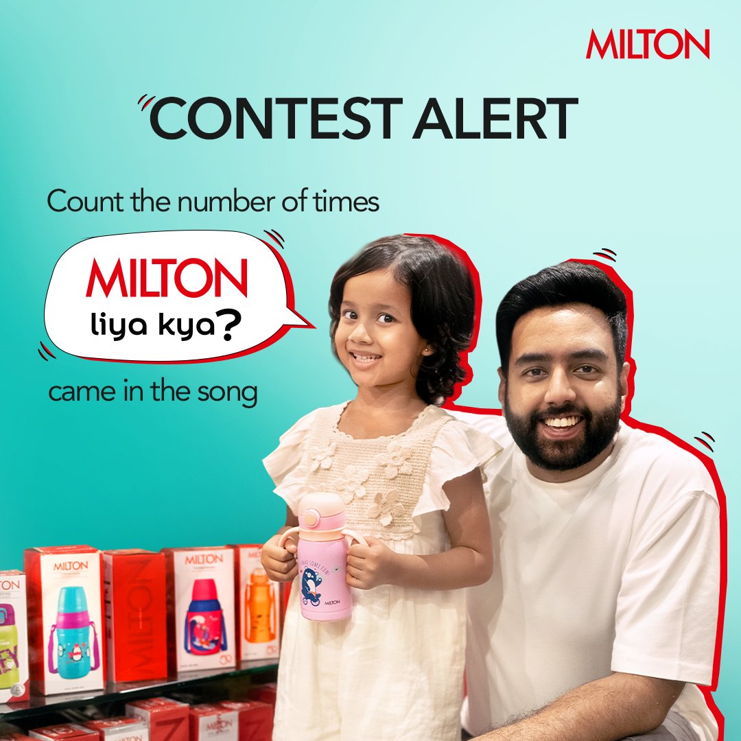 Vibing to Yashraj Mukhate's jingle? Count how many times 'Milton Liya Kya?' is mentioned in the jingle ⭐Count mentions of 'Milton Liya Kya?' ⭐Follow @milton_homewares ⭐Tag 3 friends ⭐Win Milton goodies! Details: bit.ly/4bQtW9Z End date: 8th June #miltonliyakya