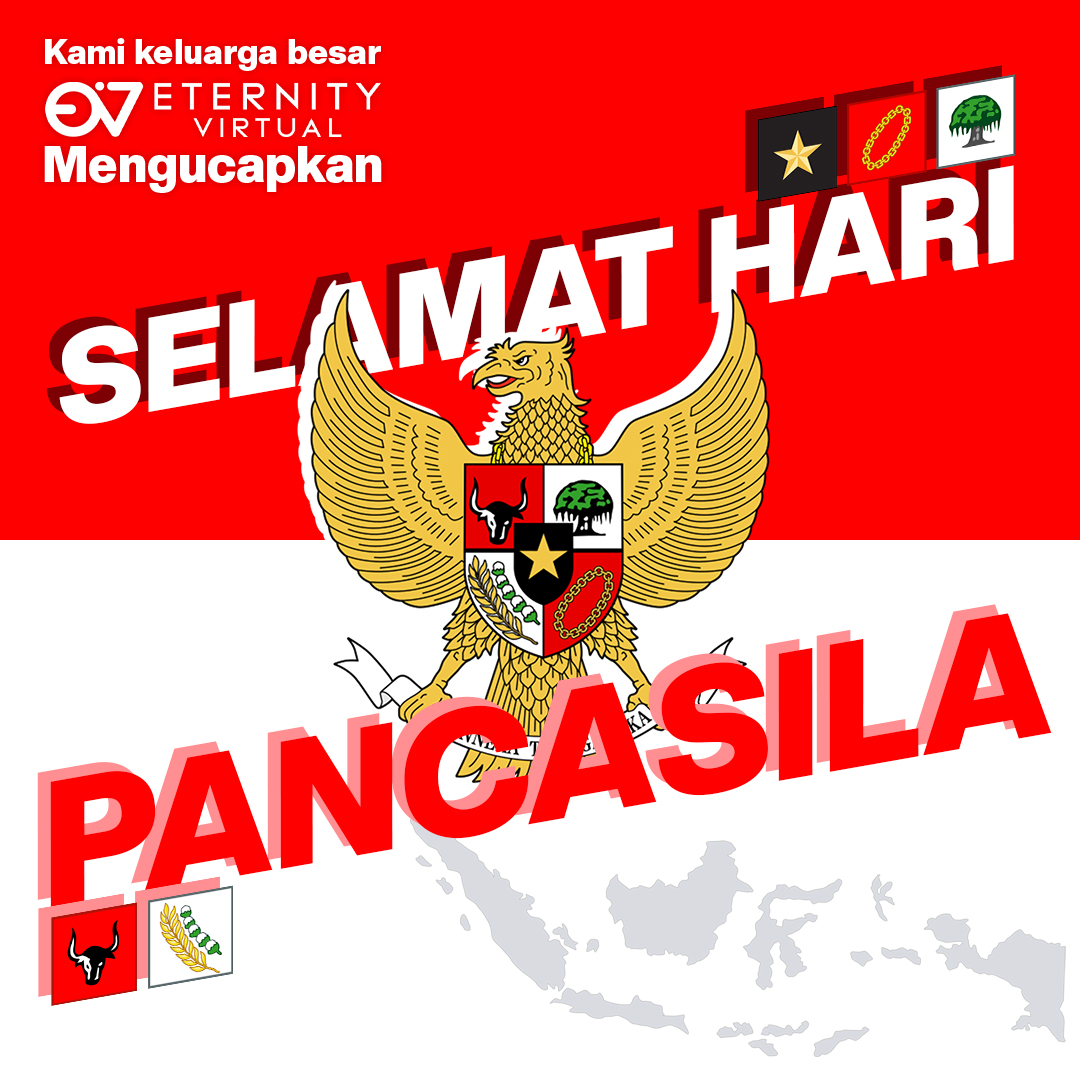 EternityVirtual's tweet image. Kami keluarga besar Eternity Virtual mengucapkan

SELAMAT HARI PANCASILA
( 1 Juni 2024 )

~ Kuat karena bersatu, bersatu karena kuat ~

#haripancasila #haripancasila2024 #pancasila #indonesia