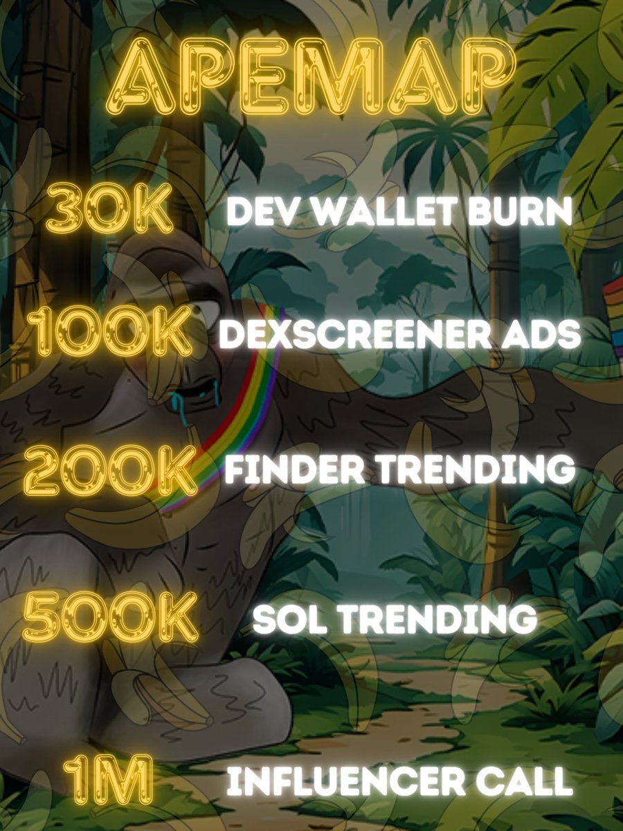 APE MAP PHASE 1 COMPLETE 

DEV PAID 

30M TOKEN BURN 

99% BONDING 

TIME TO APE

pump.fun/EPkmBfb5W8EtTv…