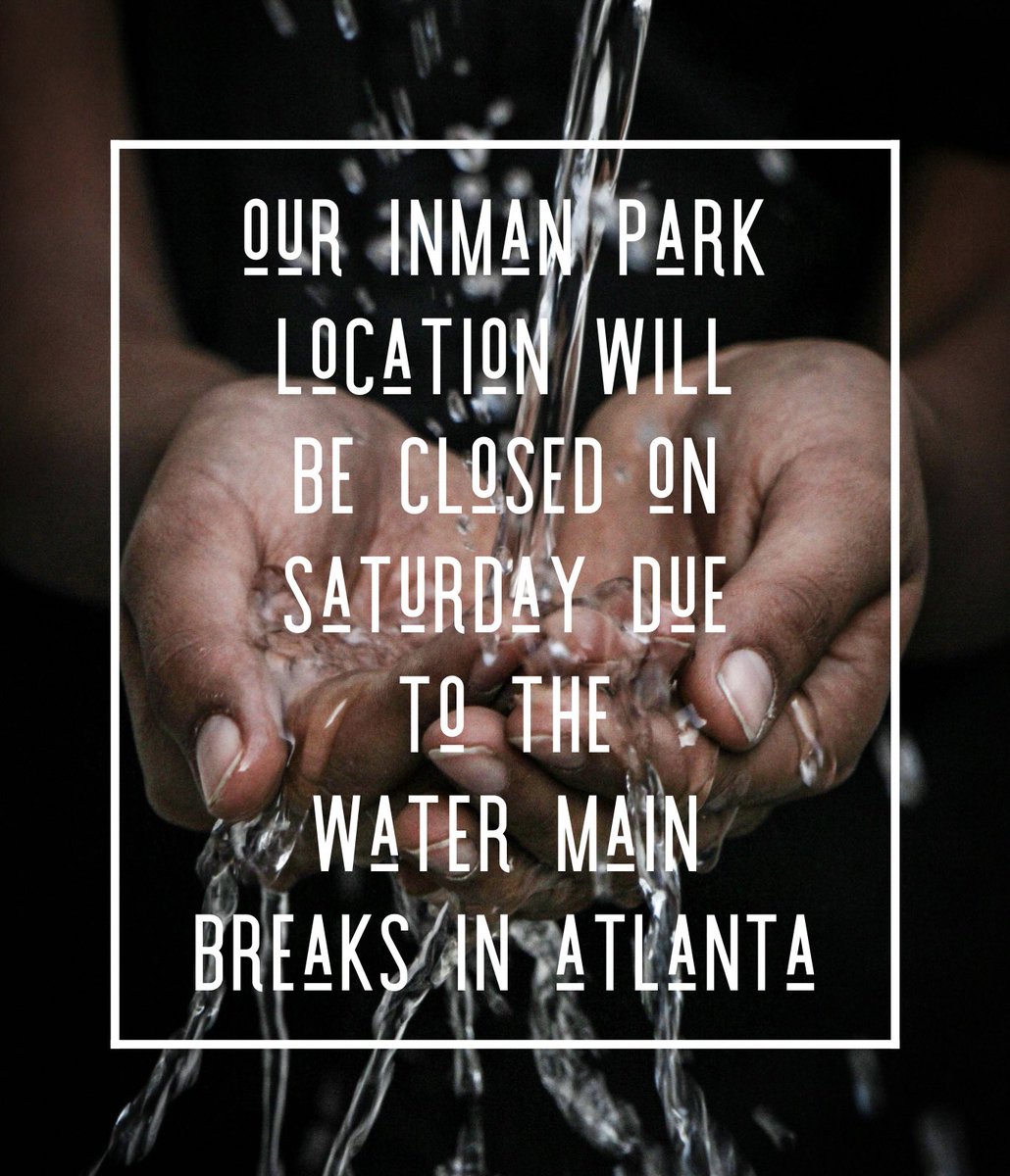 Our Inman Park store will be closed Saturday 6/1/24 due to the Atlanta water main breaks. Our Decatur location is open 8am-3pm for caffeine and sweet treats!