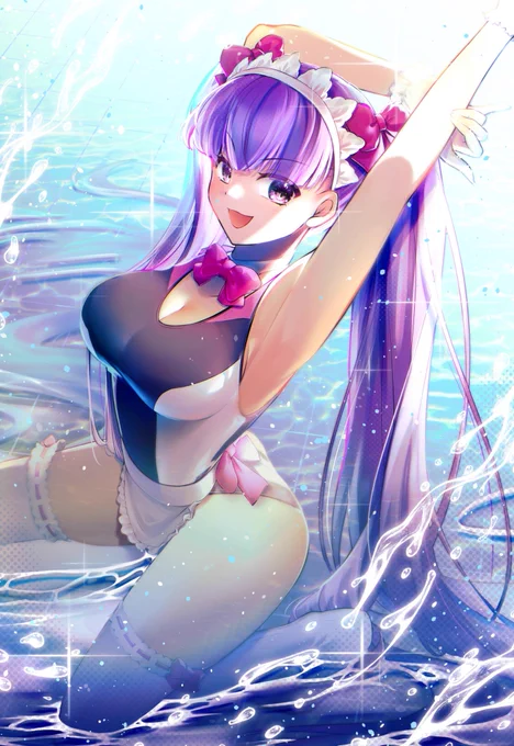 [thanks request!]pixivリクエストの競泳水着BBちゃん、アップしました〜!ご依頼ありがとうございます!競泳水着とエプロンの組み合わせ、新しい扉が開きそう…!o(^▽^) 
