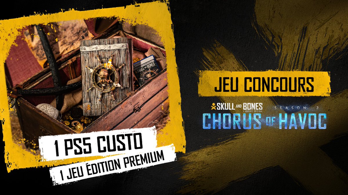 Ubisoft FR 🇫🇷 (@ubisoftfr) on Twitter photo Oyez 𝖈𝖔𝖚𝖗𝖆𝖌𝖊𝖚𝖝 𝖕𝖎𝖗𝖆𝖙𝖊𝖘, butin en vue ! 🏴☠️
Pour la Saison 2 de Skull and Bones, on fait gagner une PS5 customisée par <a href="/logan_Kogeishop/">Kogeishop Paris</a> ainsi qu'un jeu Édition Premium ✨
Pour participer :
✅ Abonne-toi à <a href="/skullandbonesfr/">Skull and Bones FR</a>
🔄 RT ce post
💬 Commente ton nom de pirate Oyez 𝖈𝖔𝖚𝖗𝖆𝖌𝖊𝖚𝖝 𝖕𝖎𝖗𝖆𝖙𝖊𝖘, butin en vue ! 🏴☠️
Pour la Saison 2 de Skull and Bones, on fait gagner une PS5 customisée par <a href="/logan_Kogeishop/">Kogeishop Paris</a> ainsi qu'un jeu Édition Premium ✨
Pour participer :
✅ Abonne-toi à <a href="/skullandbonesfr/">Skull and Bones FR</a>
🔄 RT ce post
💬 Commente ton nom de pirate