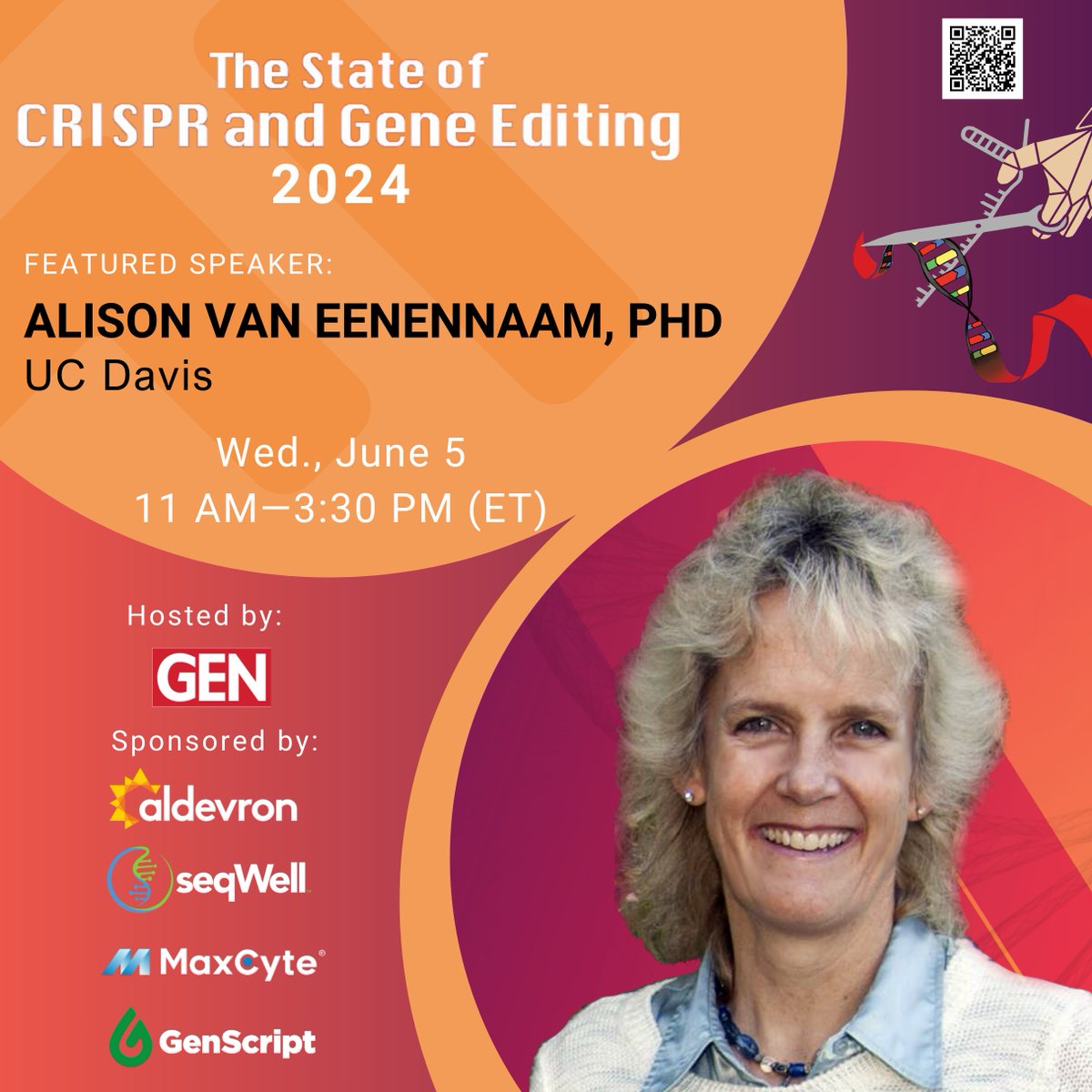 Only 5 days left to register for THE STATE OF CRISPR AND GENE EDITING summit! 🗓️June 5th Hosted by @GENbio Sponsored by @Aldevron, @seqwell, @MaxCyte_info, & @GenScript Featured Speaker: @BioBeef (@ucdavis) Register: ow.ly/jIUI50S0n3T #CRISPR #GeneEditing #Biotech
