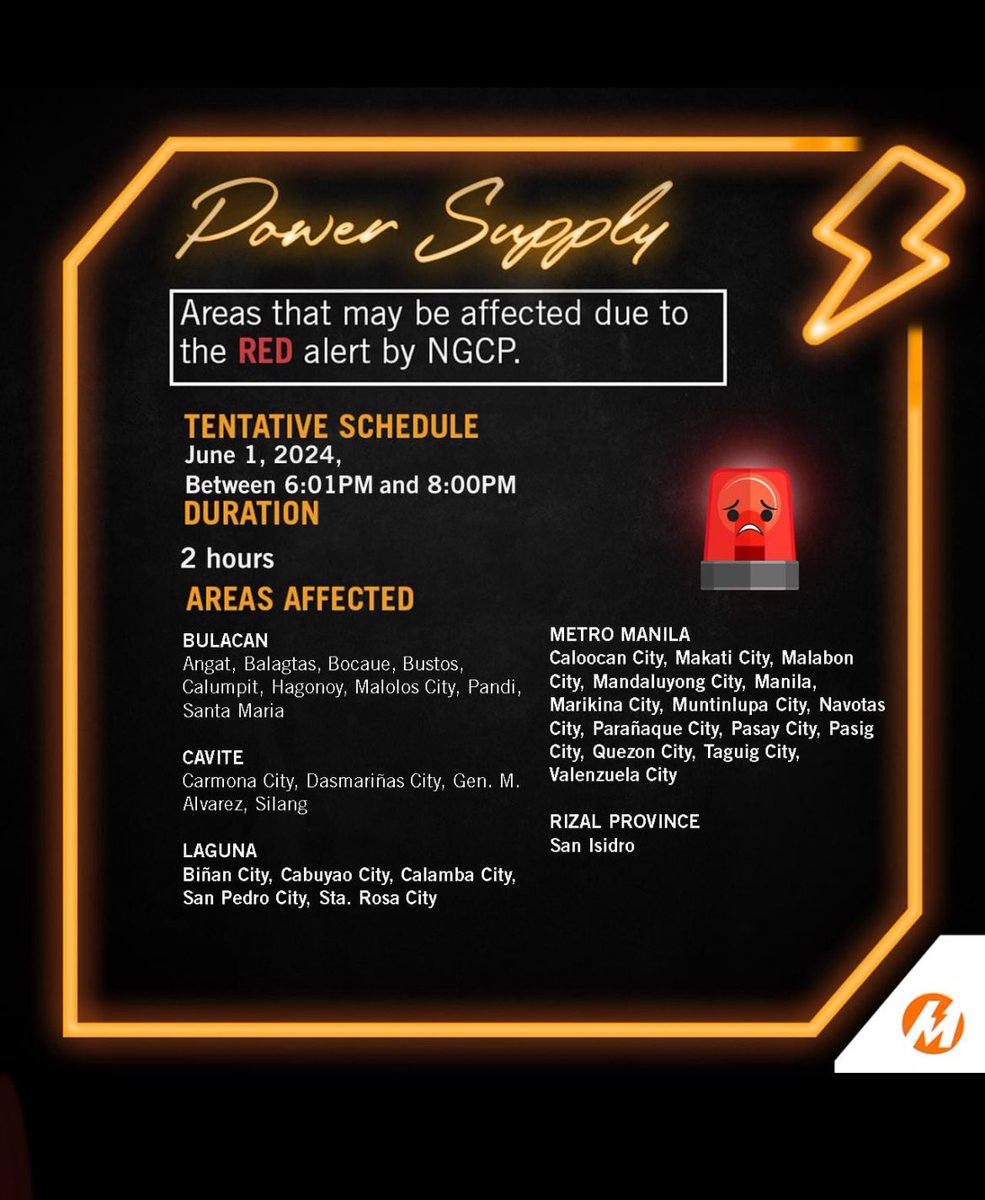 Check this out, sana di matuloy!

At sana di kayo kasali sa brownout dahil kahit WEEKEND, RED ALERT pa rin ang Luzon electricity grid dulot ng pagbagsak ng sangkaterbang planta sa Luzon grid!