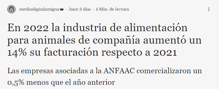 maaria_nvr's tweet photo. ¡Hola! Soy periodista y acabo de crear mi propio blog sobre bienestar animal. 

📰 Os dejo por aquí mi primer reportaje sobre cómo se encuentra la industria de alimentos para animales de compañía.

ℹ️ Fuente: @veterindustria @sdandresjuarez  ANFAAC

🔗: https://t.co/U1Xp8CfRF6 https://t.co/ZqvBHbfPNa