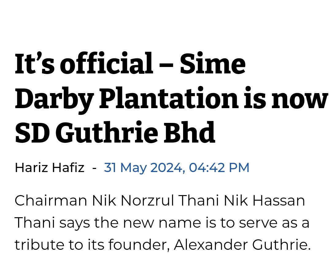 najibfazail's tweet photo. Dawn Raid 1981 - serangan selama empat jam menjadikan kerajaan Malaysia sebagai pemegang saham terbesar dalam Syarikat Guthrie milik British.

43 tahun kemudian - Sime Darby Plantation jadi SD Guthrie.

Ini bukan penjenamaan semula, ini penjajahan semula! https://t.co/M9Rc8In2Mw