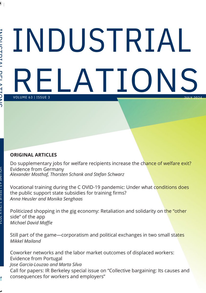 Industrial Relations (@ir_berkeley) on Twitter photo Out now Issue 3 of <a href="/IR_Berkeley/">Industrial Relations</a> including with two papers free to download here: onlinelibrary.wiley.com/toc/1468232x/c… <a href="/WileyBusiness/">Wiley Business</a> <a href="/IRLEUCB/">IRLE UC Berkeley</a> Out now Issue 3 of <a href="/IR_Berkeley/">Industrial Relations</a> including with two papers free to download here: onlinelibrary.wiley.com/toc/1468232x/c… <a href="/WileyBusiness/">Wiley Business</a> <a href="/IRLEUCB/">IRLE UC Berkeley</a>