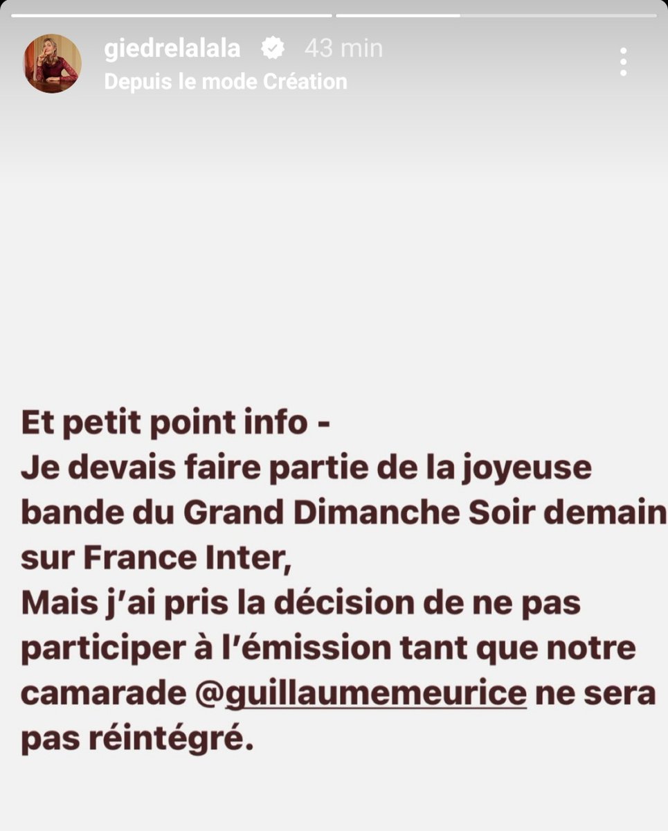 Après @Laelia_Ve et @Aymericlompret, 
@GiedReLaLaLa 🙏

#SoutienGuillaumeMeurice 🤜 🤛