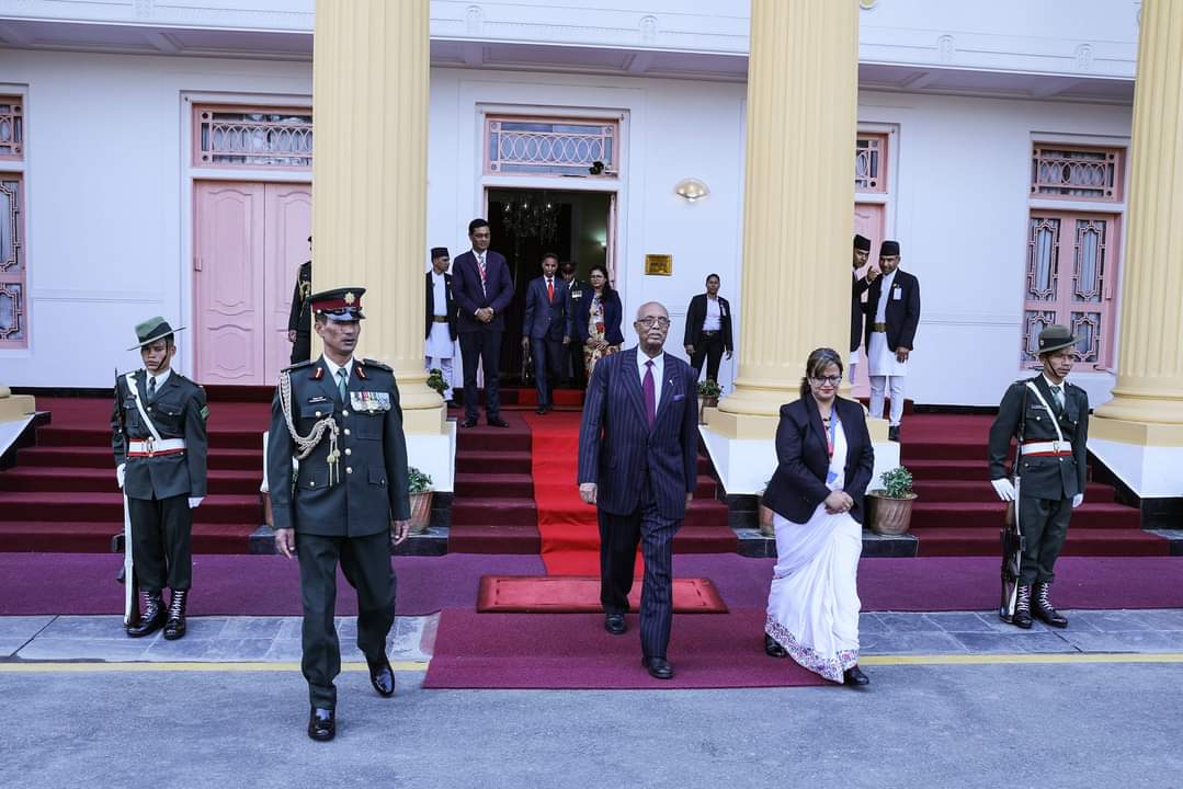Today H. E. Mr. Alem Tsehaye, Non-residential Ambassador of Eritrea to Nepal, present his Letters of Credence to Rt. Hon. President Nepal Mr. Ramchandra Paudel. On the event Ambassdore Alem convey best wishes of H.E. President Isaias Afwerki to H.E. President Ramchandra and