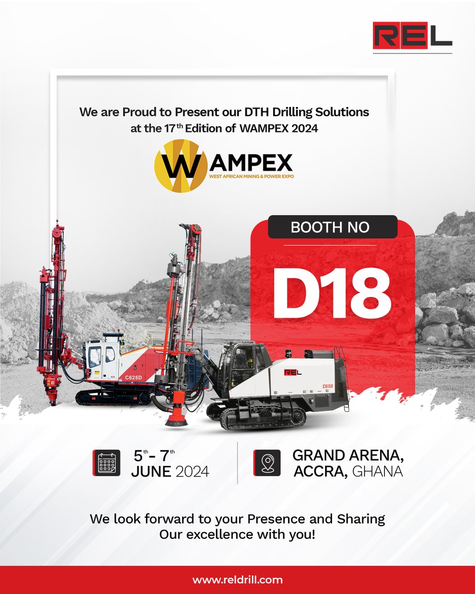 revathiequipltd's tweet photo. Getting Ready for WAMPEX 2024: An Experience You Can't Miss!
We are beyond excited to be part of WAMPEX 2024, happening from June 5th to 7th at the Grand Arena, Accra, Ghana.
#Wampex #Wampex2024 #Accra #Ghana #Expo #Expo2024 #Blastholedrill #Rotaryblastholedrill #Reldrill #Rel https://t.co/jJC4T4paJW
