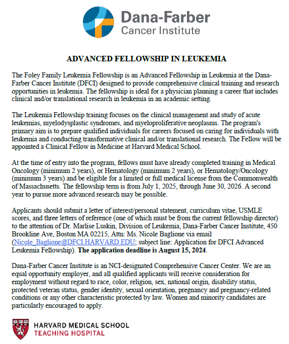 Andy Lane (@lane_andy) on Twitter photo Newly open application for the Advanced Fellowship in Leukemia <a href="/DanaFarber/">Dana-Farber</a>. Led by <a href="/LuskinMarlise/">Marlise R. Luskin MD, MSCE</a> Please share. Newly open application for the Advanced Fellowship in Leukemia <a href="/DanaFarber/">Dana-Farber</a>. Led by <a href="/LuskinMarlise/">Marlise R. Luskin MD, MSCE</a> Please share.