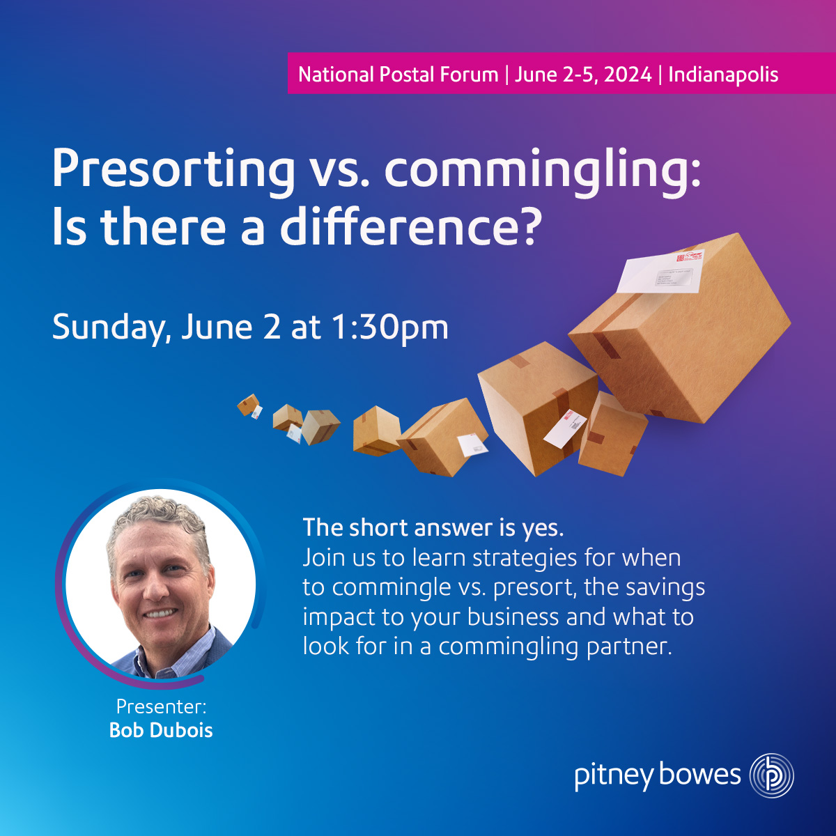 Do you know the difference between #presorting vs #commingling? Find out June 2nd at 1:30 PM at @postalforum. Learn more: spr.ly/6012e887p #mail #npf #npf2024 #nationalpostalforum