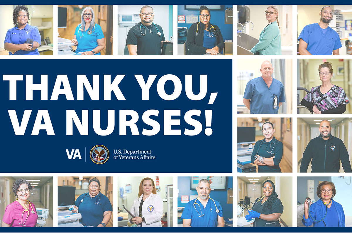 VeteransHealth's tweet photo. As Nurses Month 2024 closes, we want to say this is why all of us at VA do what we do every day. We're grateful for the chance to serve Veterans. Join us! https://t.co/45OOTksxUs https://t.co/DqNzuQjUGg