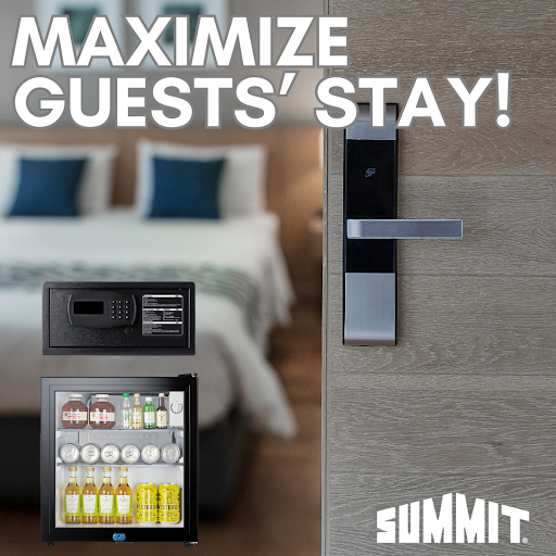SummitAppliance's tweet photo. Calling all #hospitality dealers: Whether guests need to secure valuables, prepare meals, or store their leftovers, Summit has a solution!

Explore our collection of in-room #safes, #safetycooktops, &amp; #minibars: https://t.co/Jrp6ubMpeN

#SummitAppliance https://t.co/PZtZAbozMI
