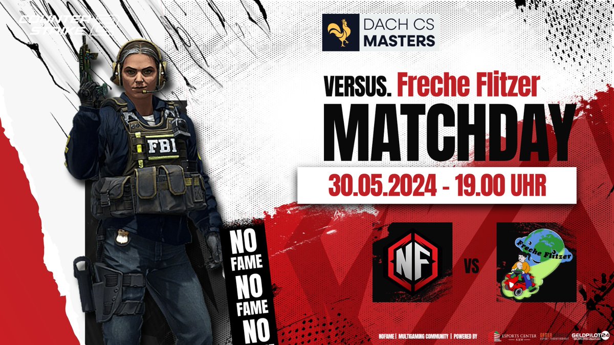[#DACHCSMASTERS Matchday]
🆚#FRECHEFLITZER
⏰19:00 Uhr
📺twitch.tv/nofameofficial

Lineup:
🇩🇪 @ilja_ech
🇩🇪 @Pattaknoob
🇩🇪 <a href="/Dami0nx3/">Dami0nx3</a>
🇩🇪 <a href="/Eric_STAF/">Eric</a> 
🇩🇪<a href="/ChRiSyLiE/">Chris</a>

Caster/in: 
Miri4l

Liga:
<a href="/dachcs/">DACH CS Masters</a> 

#NoFame #Matchday #Geldpilot24 #EsportsCenterDE #CS2 #DachCsMasters #Multigaming