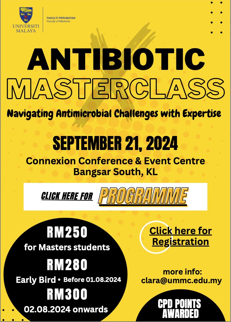 Helmi Sulaiman (@edenhelmi) on Twitter photo Let's join our AMX | The Tenth Antibiotic Masterclass on 21st Sep 2024
Dive into Gram-positive, GNB, as well as invasive fungal infections
Jom join
<a href="/adammashraff/">AdamJ</a> <a href="/fikreeahmad/">Fikree</a> <a href="/Rasidah/">Rasidah Senian</a> <a href="/hiujian23/">chj 23</a> <a href="/GSRajahram/">Giri Rajahram</a> <a href="/shaharudeen/">Shaharudeen</a> <a href="/alif82/">Alif Adlan</a> <a href="/DrSyamhanin/">Dr Syamhanin Adnan</a> <a href="/dr_aishah_wahid/">Nur Aishah Ab. Wahid</a> <a href="/IcidMy/">MyICID</a> Let's join our AMX | The Tenth Antibiotic Masterclass on 21st Sep 2024
Dive into Gram-positive, GNB, as well as invasive fungal infections
Jom join
<a href="/adammashraff/">AdamJ</a> <a href="/fikreeahmad/">Fikree</a> <a href="/Rasidah/">Rasidah Senian</a> <a href="/hiujian23/">chj 23</a> <a href="/GSRajahram/">Giri Rajahram</a> <a href="/shaharudeen/">Shaharudeen</a> <a href="/alif82/">Alif Adlan</a> <a href="/DrSyamhanin/">Dr Syamhanin Adnan</a> <a href="/dr_aishah_wahid/">Nur Aishah Ab. Wahid</a> <a href="/IcidMy/">MyICID</a>
